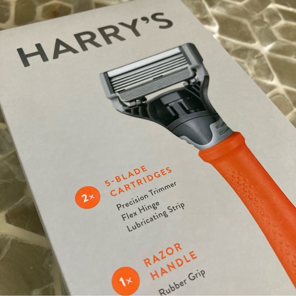 NEW! Harry's Men's 5-Blade Manual Razor Handle & 2 Razor Blade Refills- Orange - Picture 3 of 6